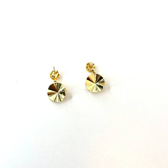 Gold Dangle Drop earrings Office Casual Minimalist Modern Leafy 1 inch - Picture 6 of 7
